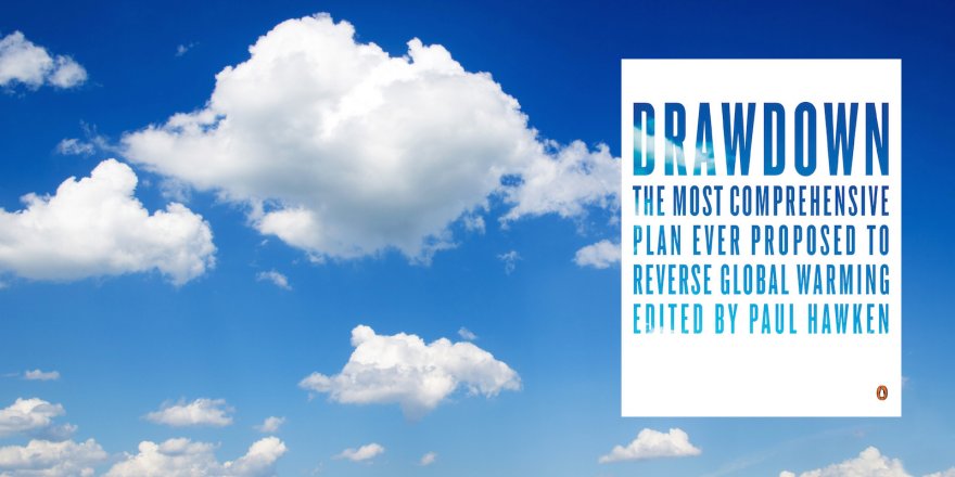 drawdown.jpeg Text of Drawdown book on cloudy sky