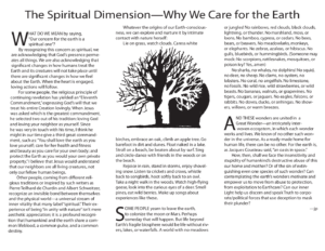Spiritual Dimension: Why We Care For The Earth